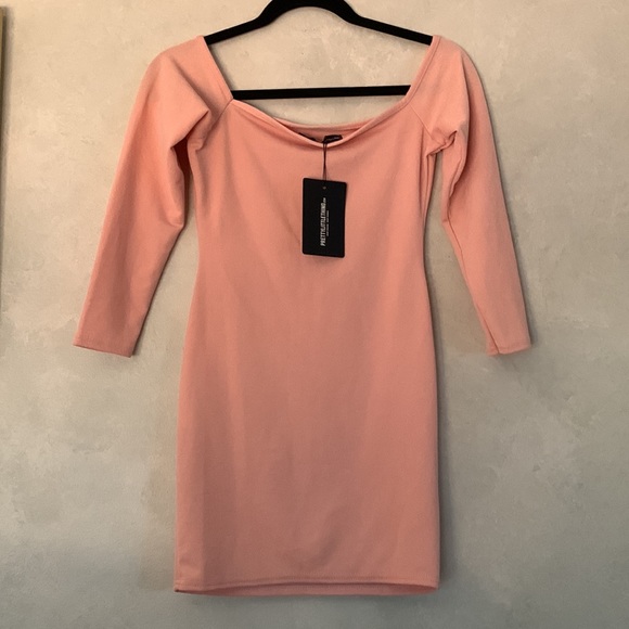 PrettyLittleThing | NEW Blush Bardot Bodycon Mini Dress - Picture 5 of 6